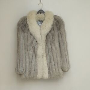Pretty SAGA Blue Shadow Fox Jacket With Cream Collar